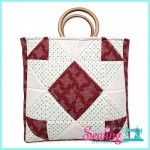 PATCHWORK BAG WITH WOODEN HANDLE - BAG/PATCHWORK 005